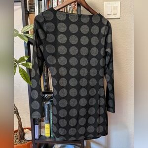 High neck winter polka dot knit dress